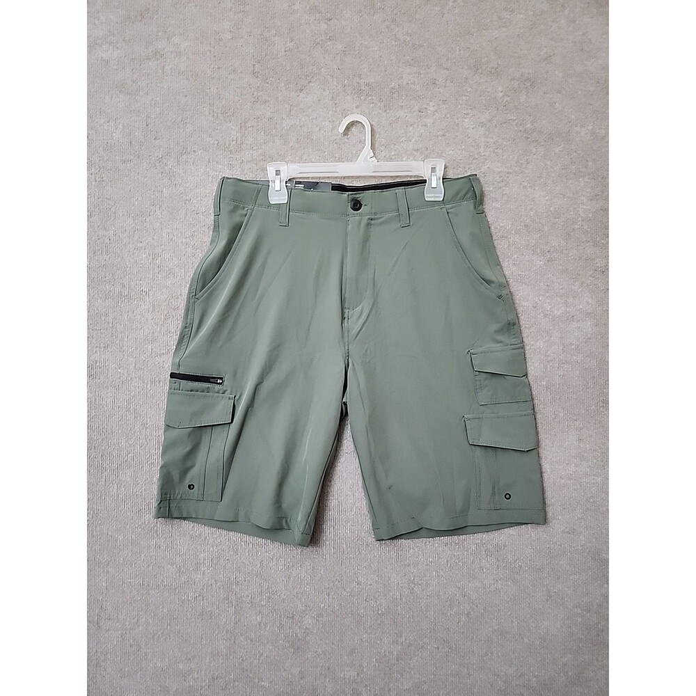 Iron Co Stretch Tech Cargo Shorts Men 34 Cactus Green Lightweight Flex Waist NEW